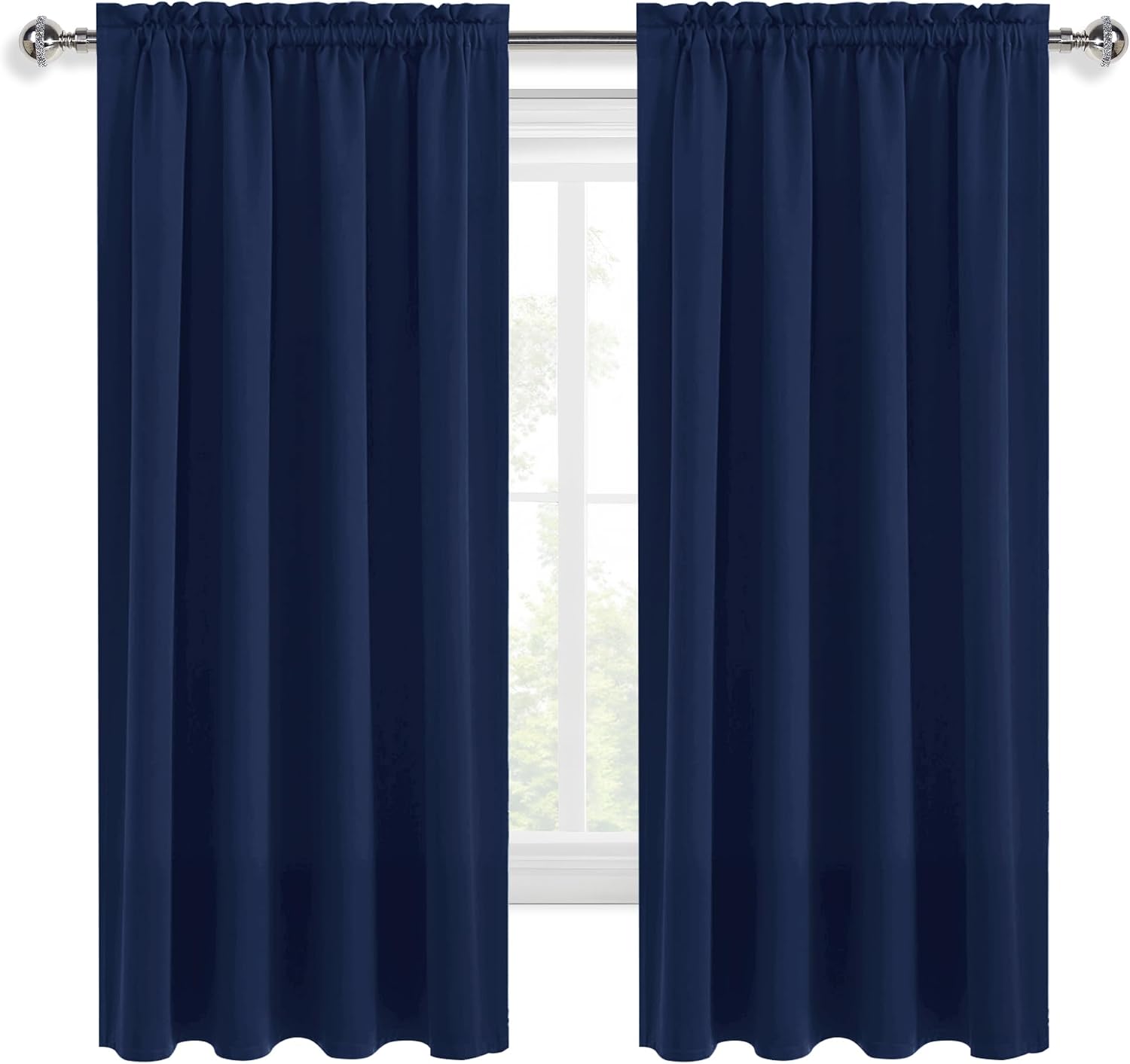 Dwcn Short Blackout Curtains for Bedroom 45 Inches Long 2 Panels Set, Solid Thermal Insulated Energy Saving Window Treatment Drapes, Rod Po…
