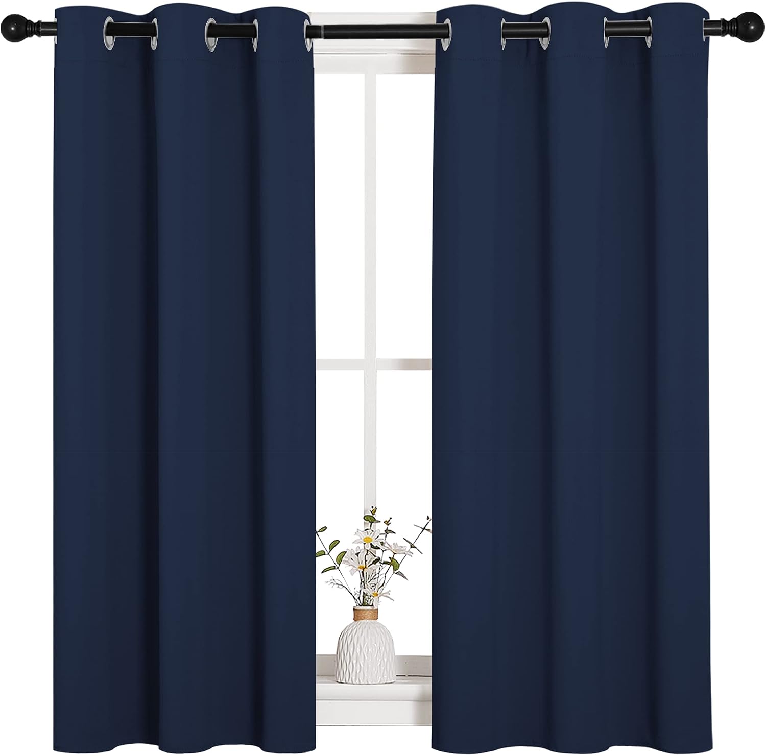 NICETOWN Blackout Draperies Curtains, All Season Thermal Insulated Solid Grommet Top Blackout Curtains/Drapes for Kid's Room (Navy, 1…