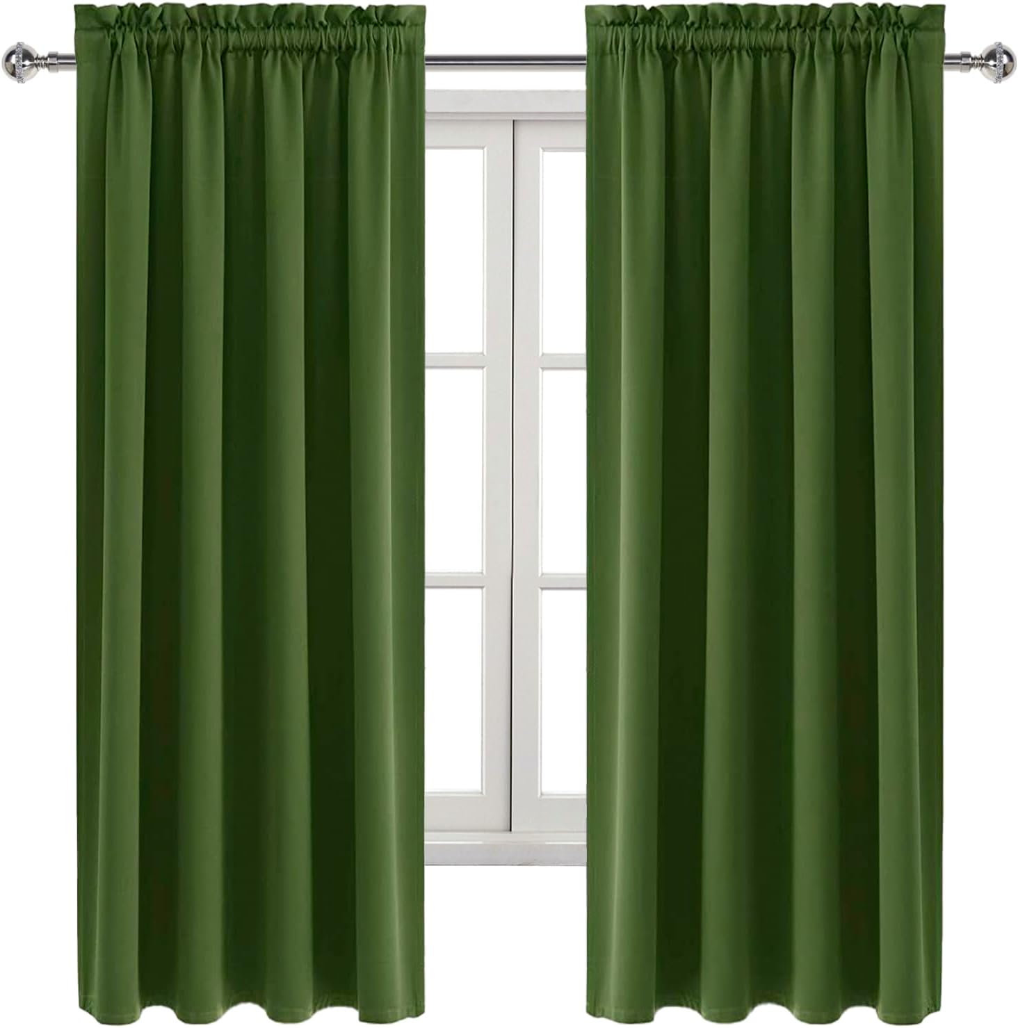 Dwcn Olive Green Room Darkening Blackout Curtains - Thermal Insulated Privacy Energy Saving Window Curtain Drapes 38 x 63 inch Length, Set…