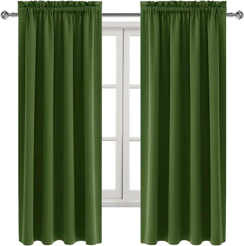 Dwcn Olive Green Room Darkening Blackout Curtains - Thermal Insulated Privacy Energy Saving Window Curtain Drapes 42 x 63 inch Length, Set…