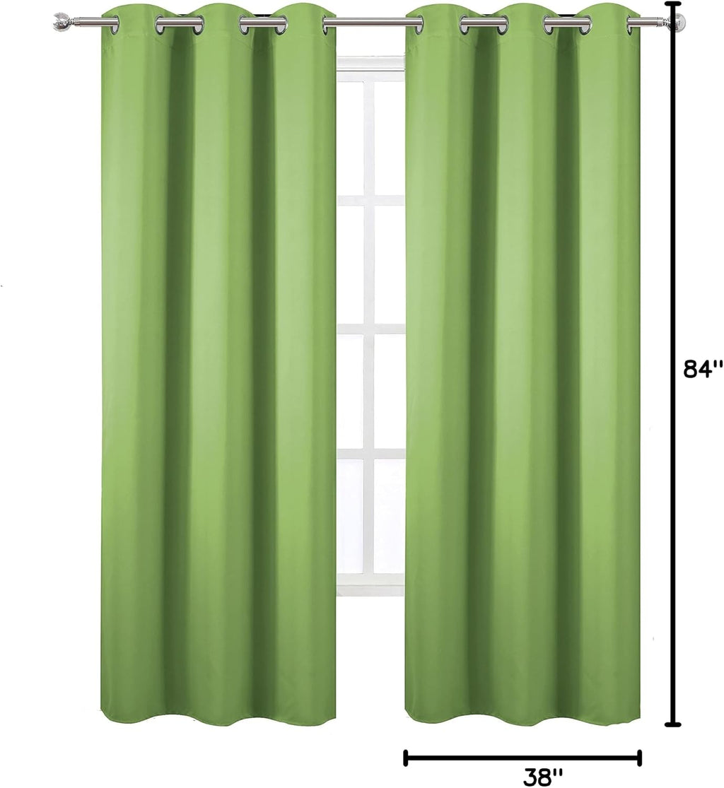 Lemomo Light Green Thermal Blackout Curtains/38 x 84 Inch/Set of 2 Panels Room Darkening Curtains for Bedroom 84 Inch Green
