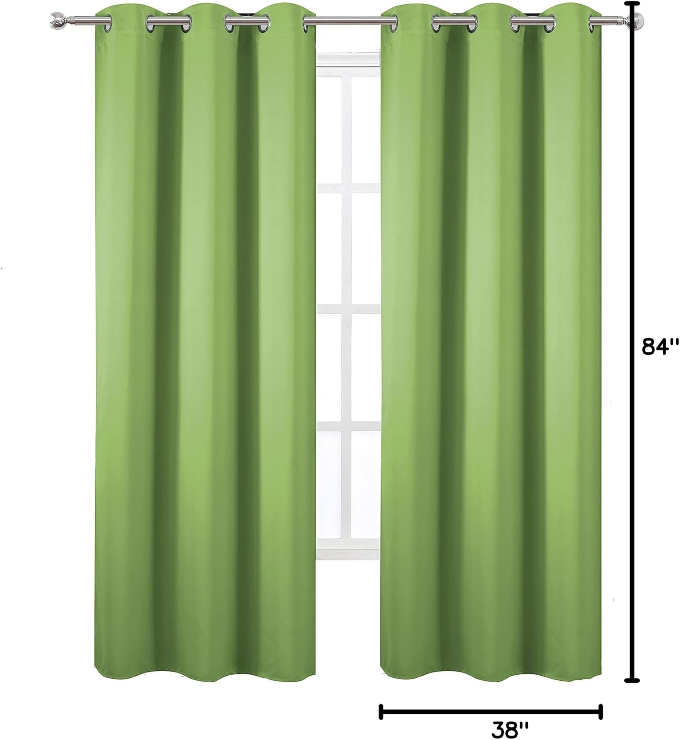 Lemomo Light Green Thermal Blackout Curtains/38 x 84 Inch/Set of 2 Panels Room Darkening Curtains for Bedroom 84 Inch Green