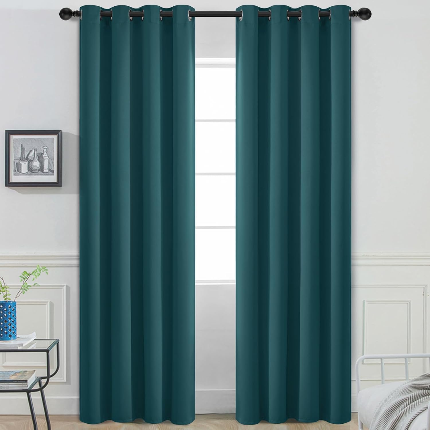Yakamok Blackout Curtains for Bedroom 2 Panels Set 72 Inch Length Thermal Insulated Room Darkening Dark Black Out Drapery Grommet Window…
