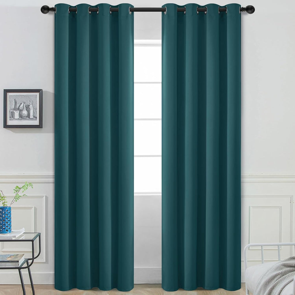 Yakamok Blackout Curtains for Bedroom 2 Panels Set 84 Inch Length Thermal Insulated Room Darkening Dark Black Out Drapery Grommet Window…
