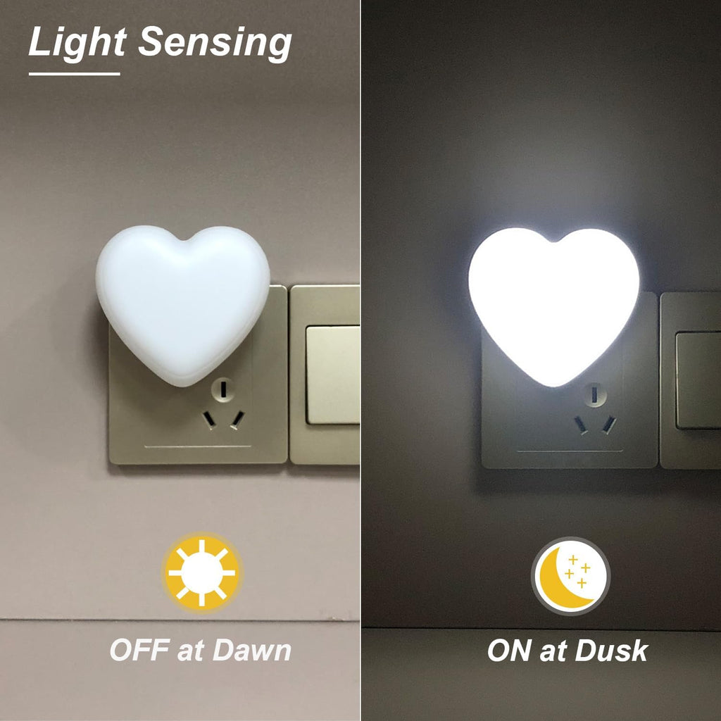 INZU Cute Night Light, Heart Night Light for Kids, LED Nightlight with Auto Dusk to Dawn Sensor, Nightlight Plug into Wall with Soft Warm…