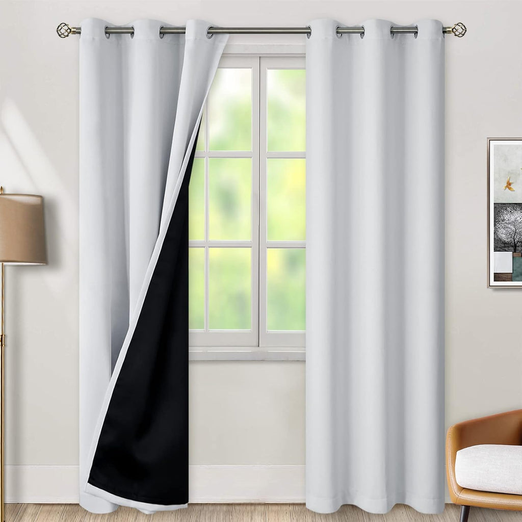 BGment Thermal Insulated 100% Blackout Curtains for Bedroom with Black Liner, Double Layer Full Room Darkening Noise Reducing Grommet Curta…