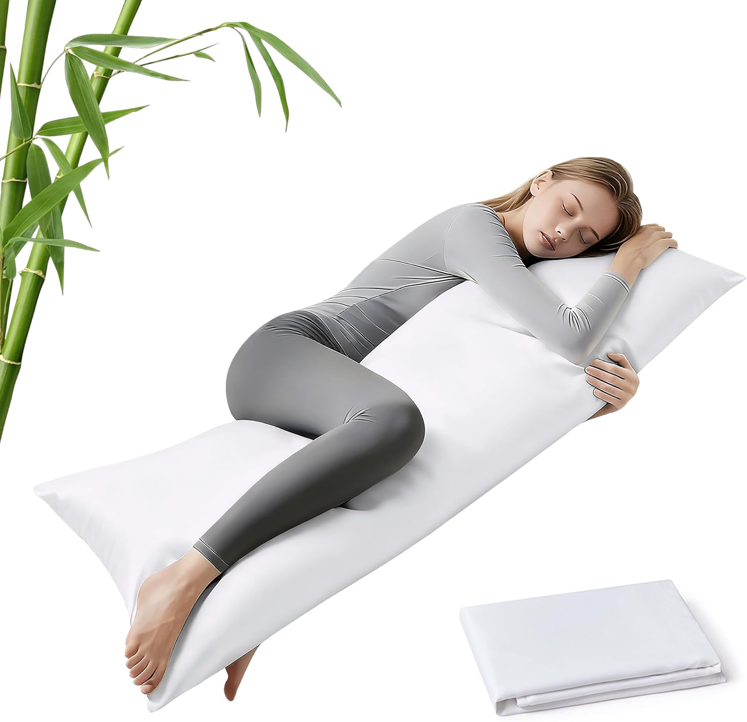 MR&HM Cooling Body Pillow Case 20"x54", Body Pillow Cover for Hot Sleepers, Breathable & Moisture Wicking, Silky Soft Envelope Long Pi…