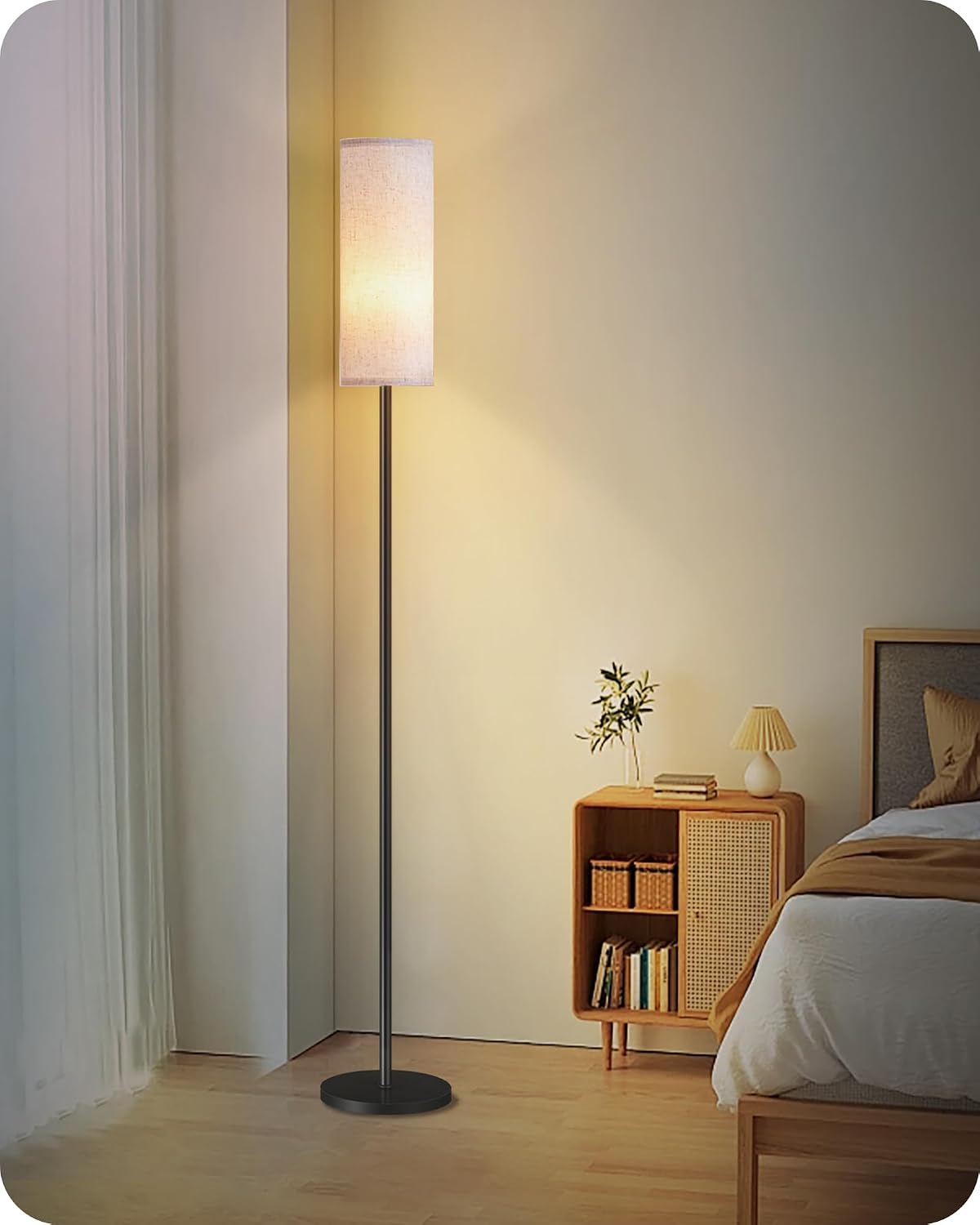 Dimmable Floor Lamp for Living Room with Remote and Foot Switch, Corner Floor Lamp, 64.4" Standing Tall Lamp, 10W 900LM LED Bulb…