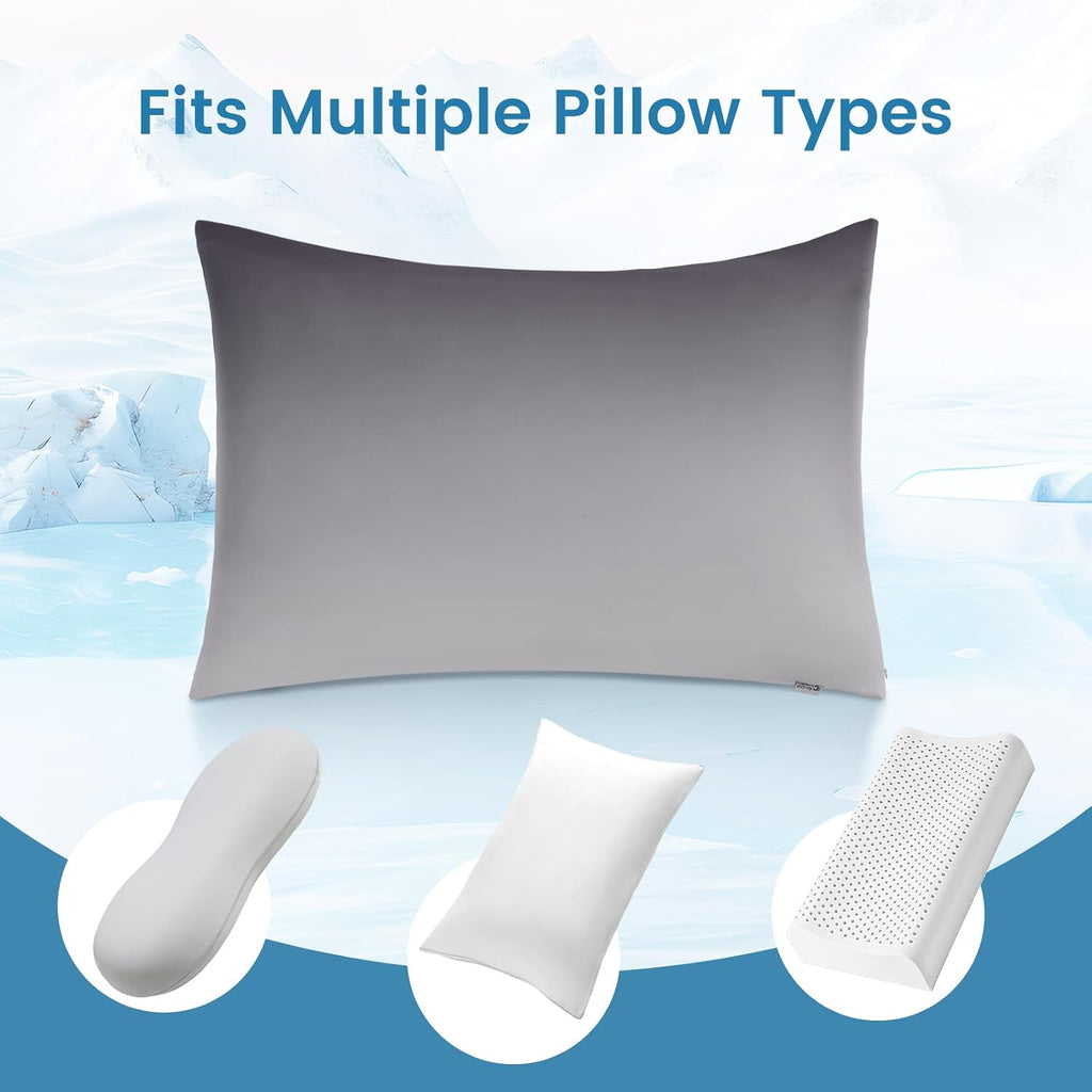 Luxear Cooling Pillow Cases, 2 Pack King Size Arc-Chill Q-max > 0.5 Gradient Cool Pillowcases for Hair Skin, Breathable Silky Cooling Summer…