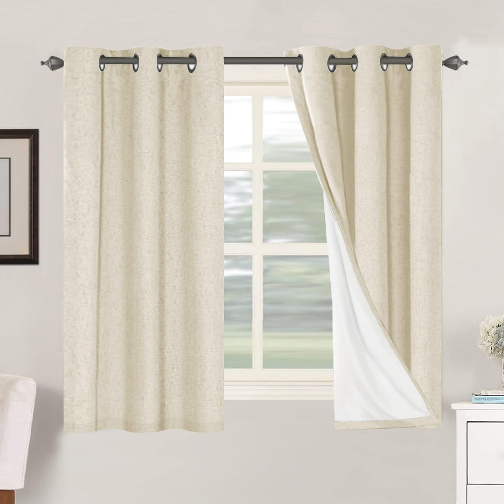 H.VERSAILTEX 100% Blackout Curtains for Bedroom Thermal Insulated Linen Textured Curtains Heat and Full Light Blocking Drapes Living Room…