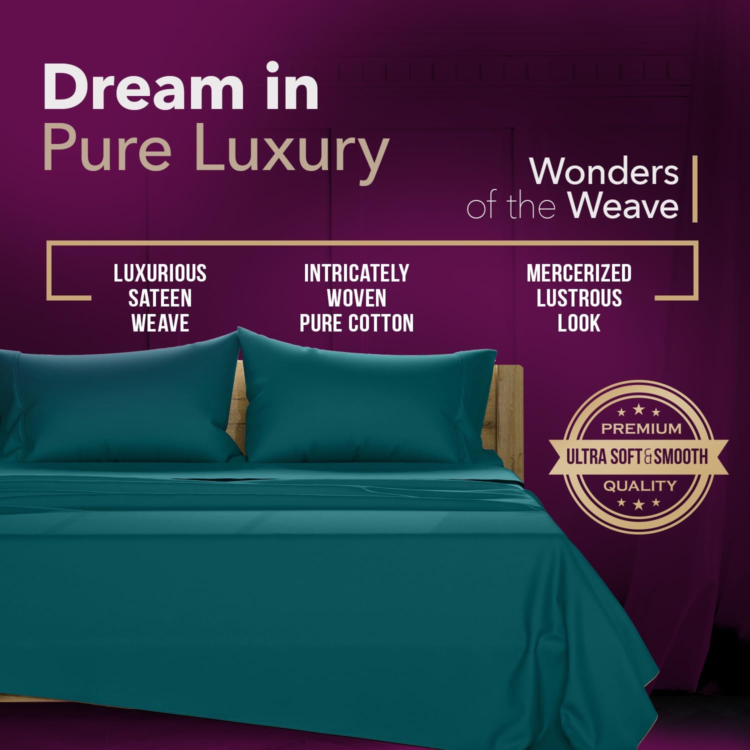 TEXAS LINEN CO. 100% Egyptian Cotton Queen Sheets Set - Luxury 1200 Series Star Sleepin' Collection Egyptian Cotton Sheets Queen Size (4…