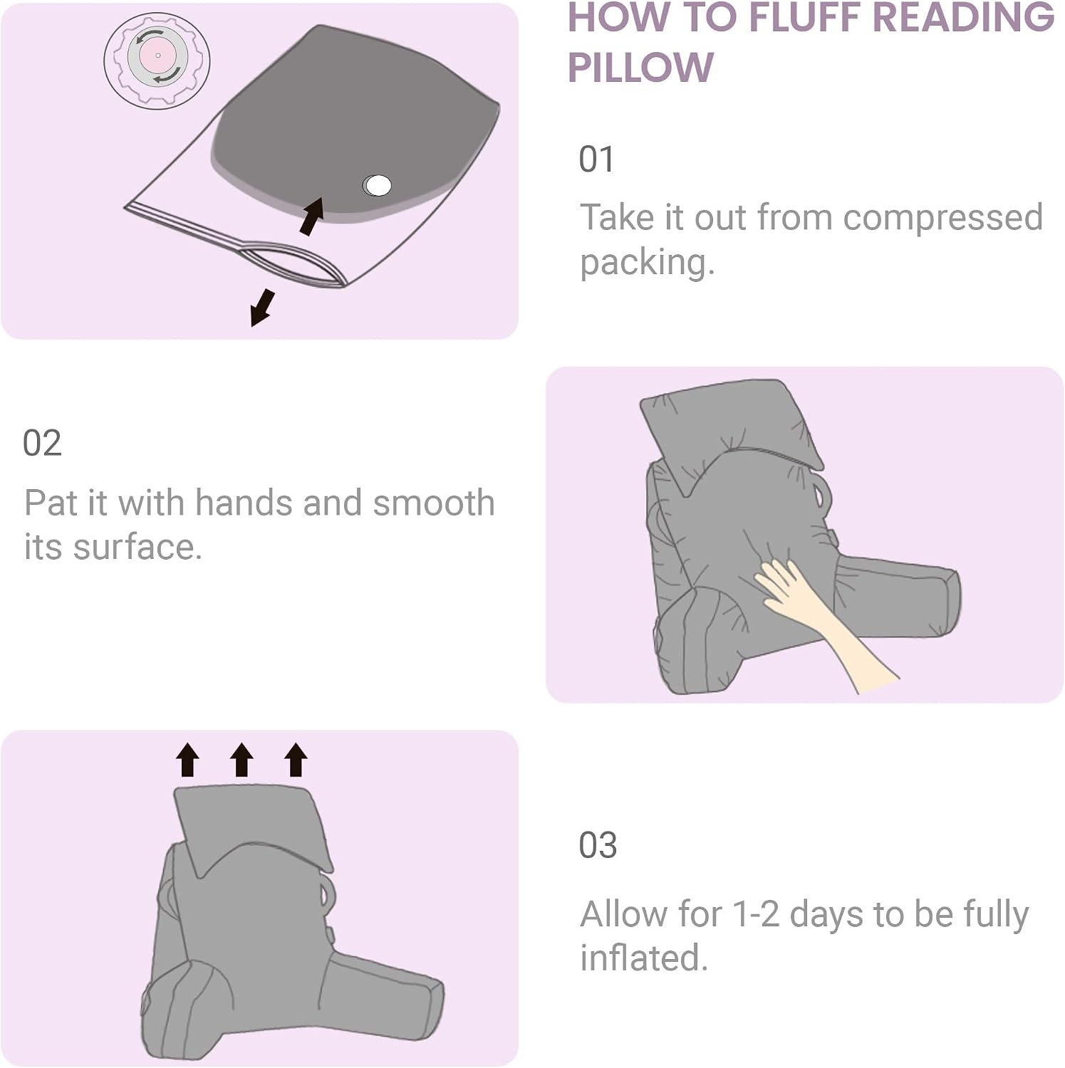 Unisakey Portable Reading Pillows with Headrest for Bed Sitting Up(Lavender Purple Oeko-Tex), Velvet Back Pillow with Arms & Pockets for…