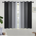 Yakamok Light Blocking Ombre Curtains, Greyish White and Black Gradient Color Curtains, Room Darkening Grommet Window Drapes for Bedroom(Bl…