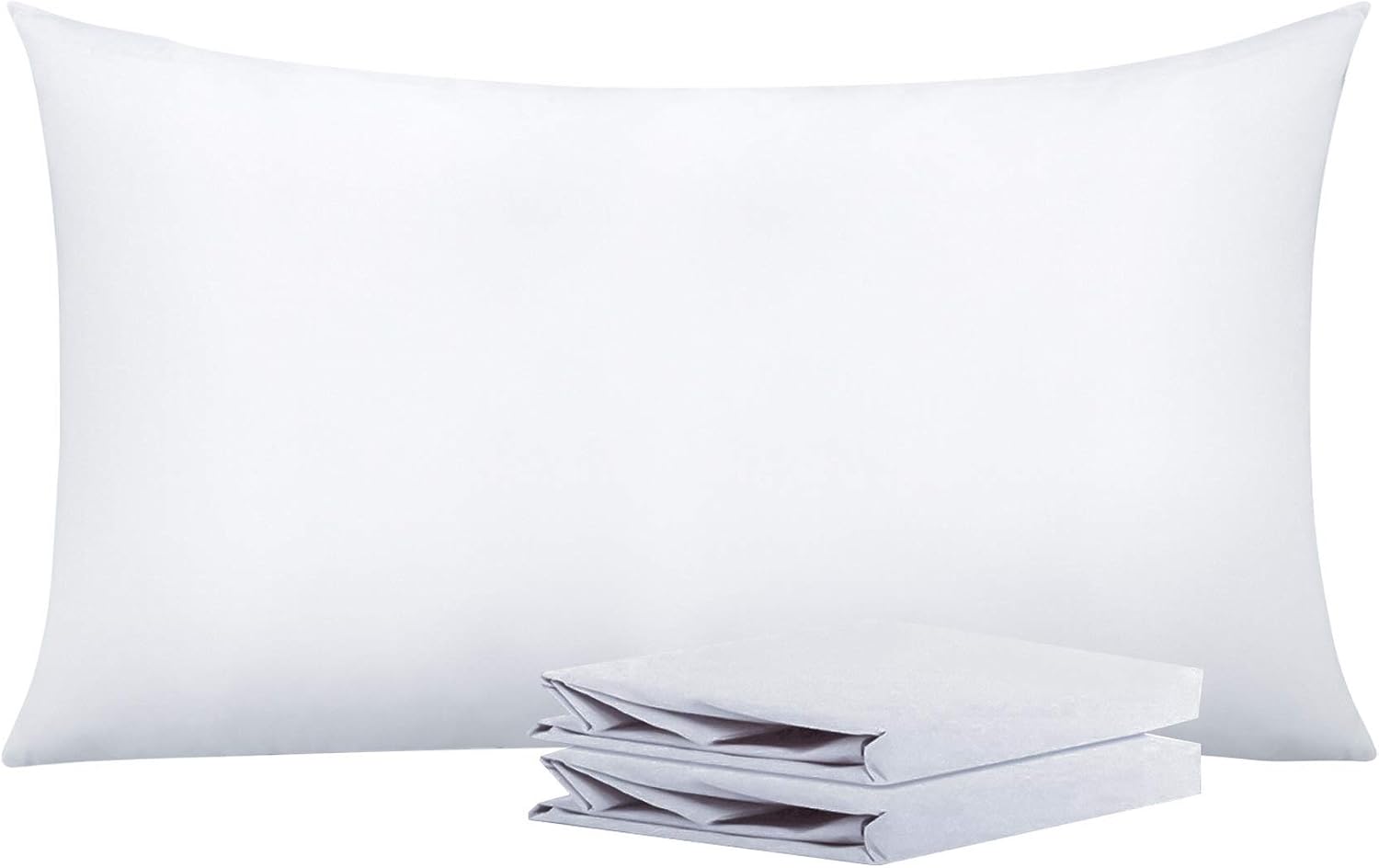 Ntbay King Pillowcase Set - 2 Pack Brushed Microfiber 20x36 Pillowcases - Soft, Wrinkle-Free, Fade-Resistant, Stain-Resistant, White Pillow…