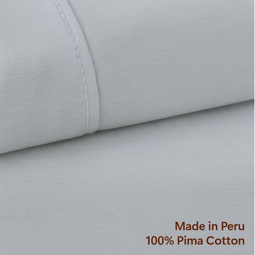 Perupima Peru Pima 415 Thread Count Percal Twin XL Sheet Set - 100% Peruvian Pima Cotton, 3 Piece (Flat, Fitted, 1 Pillowcase) - Cooling, C…