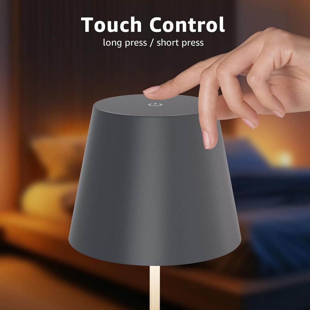 uuffoo 2 Pack Cordless Table Lamp Rechargeable 5000mAH Battery Operated Lights Touch Control LED Portable Desk Lamps 3 Color Dimming for…