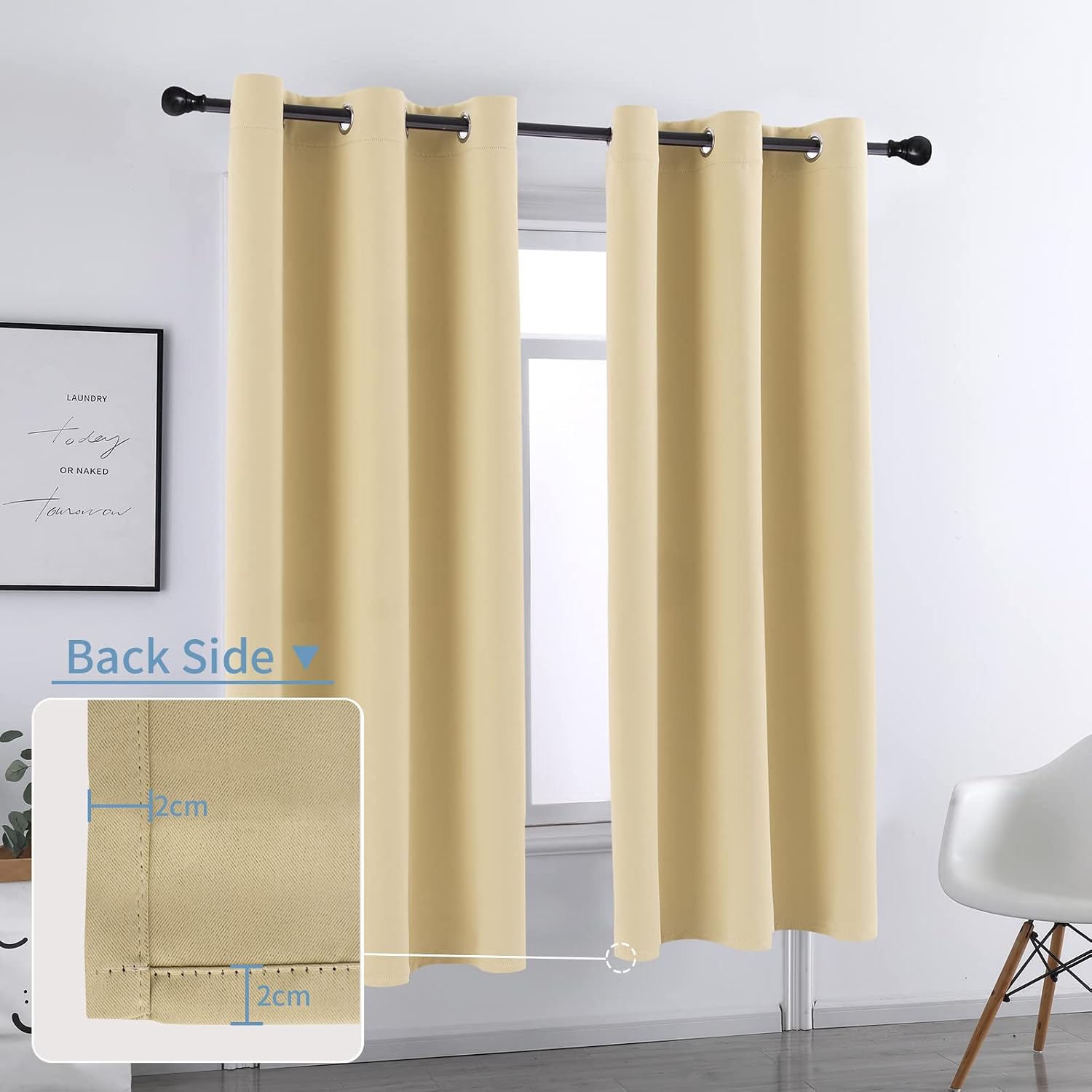 Pickluc Blackout Curtain Panels with Grommet, Light Blocking Drapes for Bedroom, Thermal Insulated, Noise Reduction, Privacy Protection, 42…