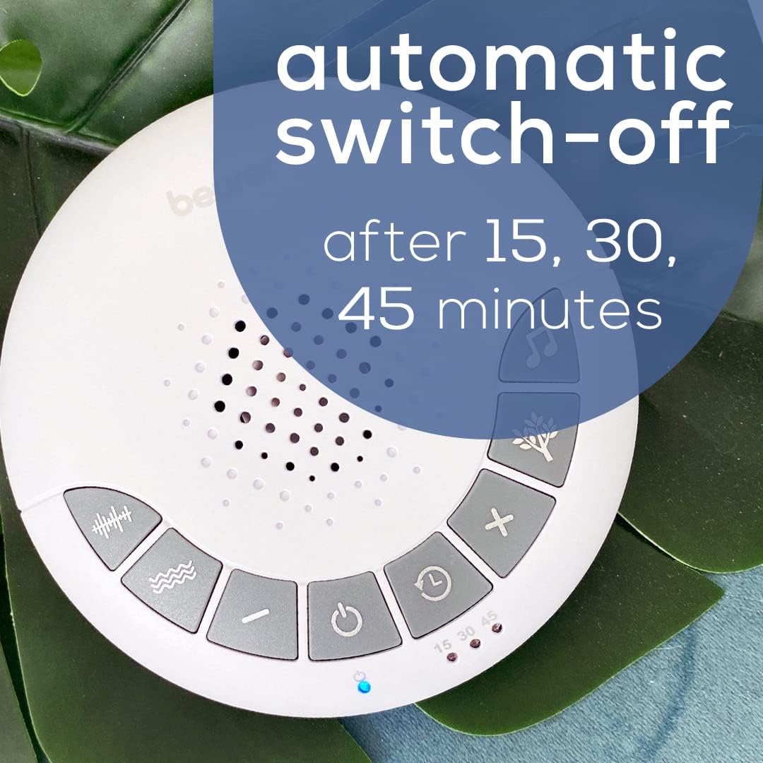 Beurer White Noise Machine with 4 Soothing Sounds | Sound Machine with Auto Shut-Off Sleep Timer | Portable White Noise Machine for…