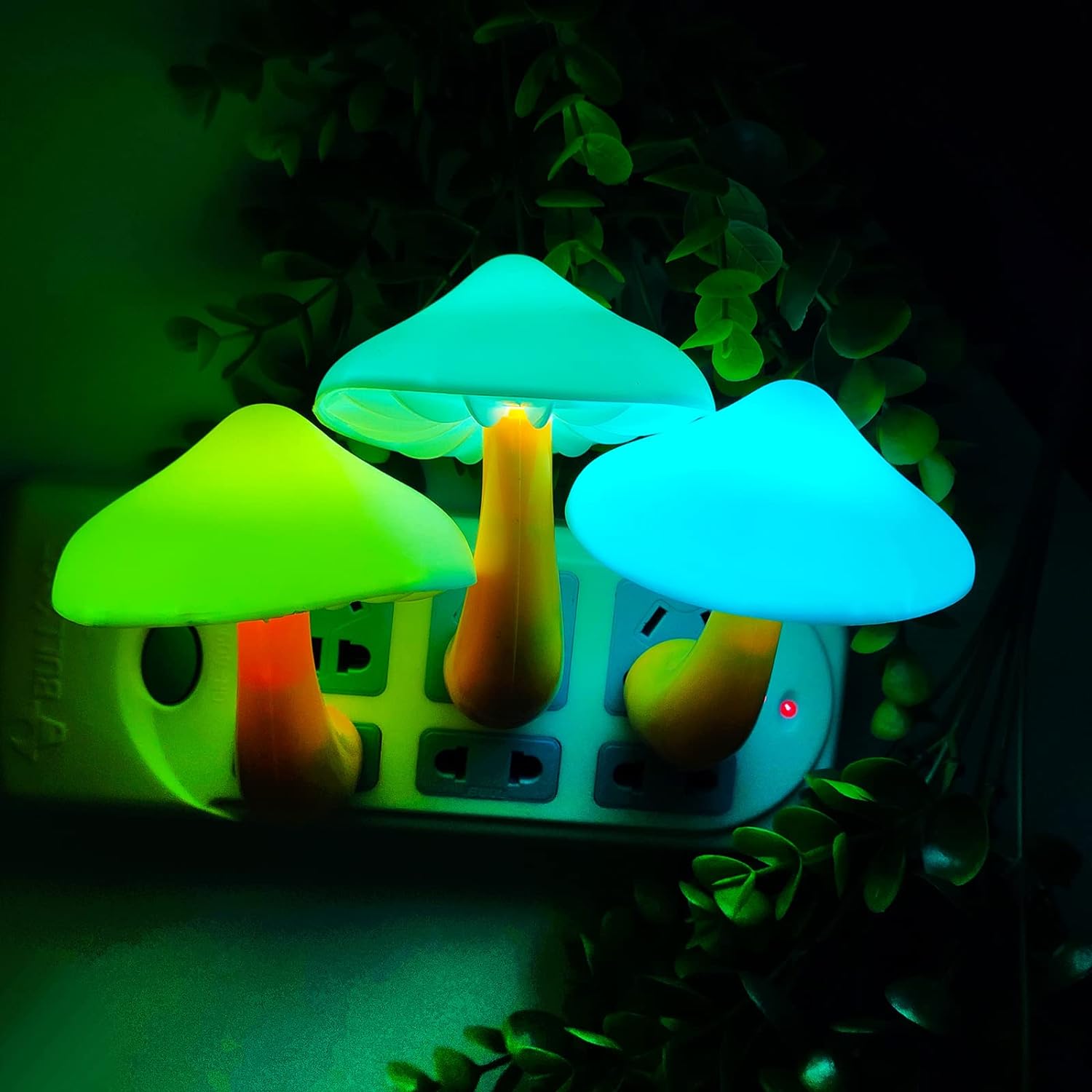 AUSAYE 2 Pack LED Cute Mushroom Night Light Plug into Wall Lamp 7-Color Changing Sensor Night Lights for Kids Adults…