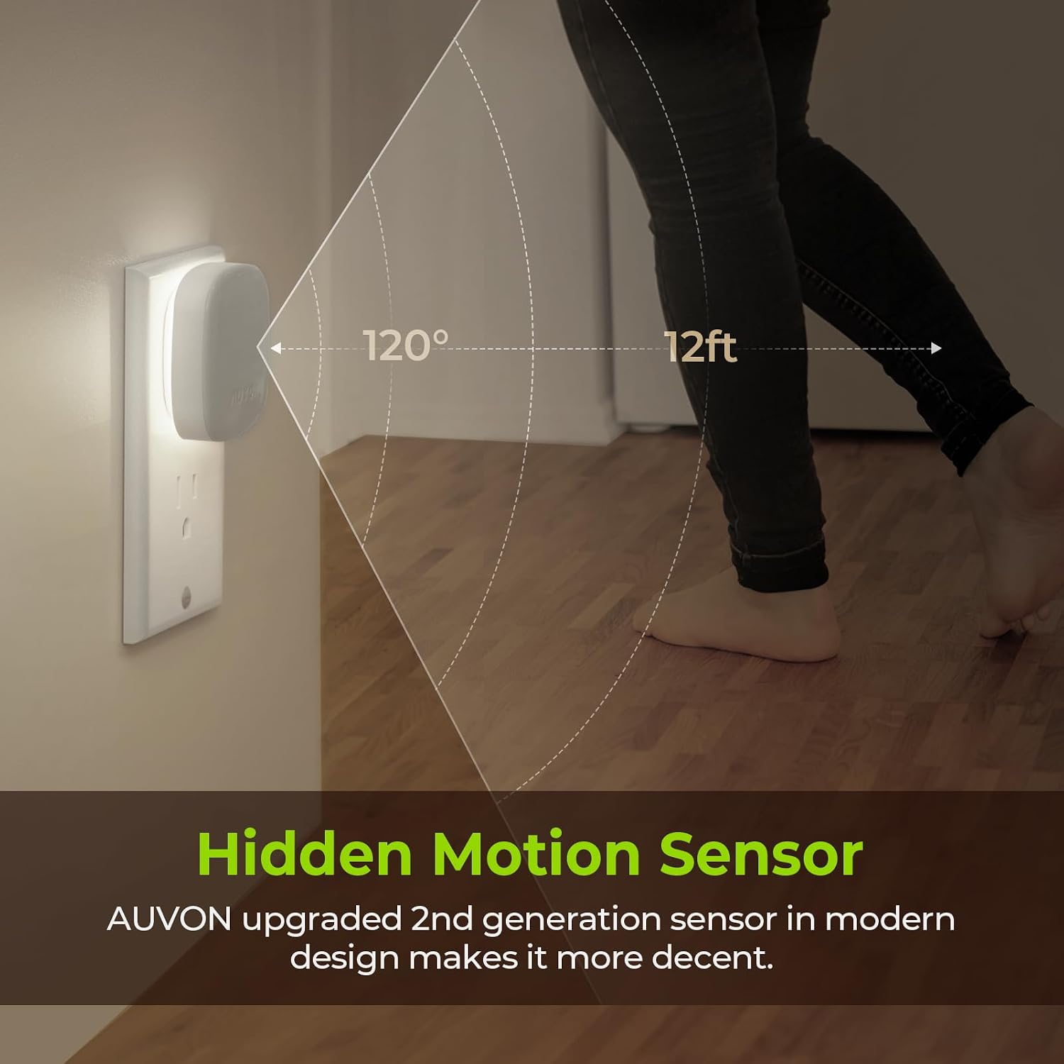 AUVON Plug-in LED Backlit Night Light with Motion Sensor & Dusk to Dawn Sensor, Dimmable Cool White Nightlight with 1-50 lm Adjustable…