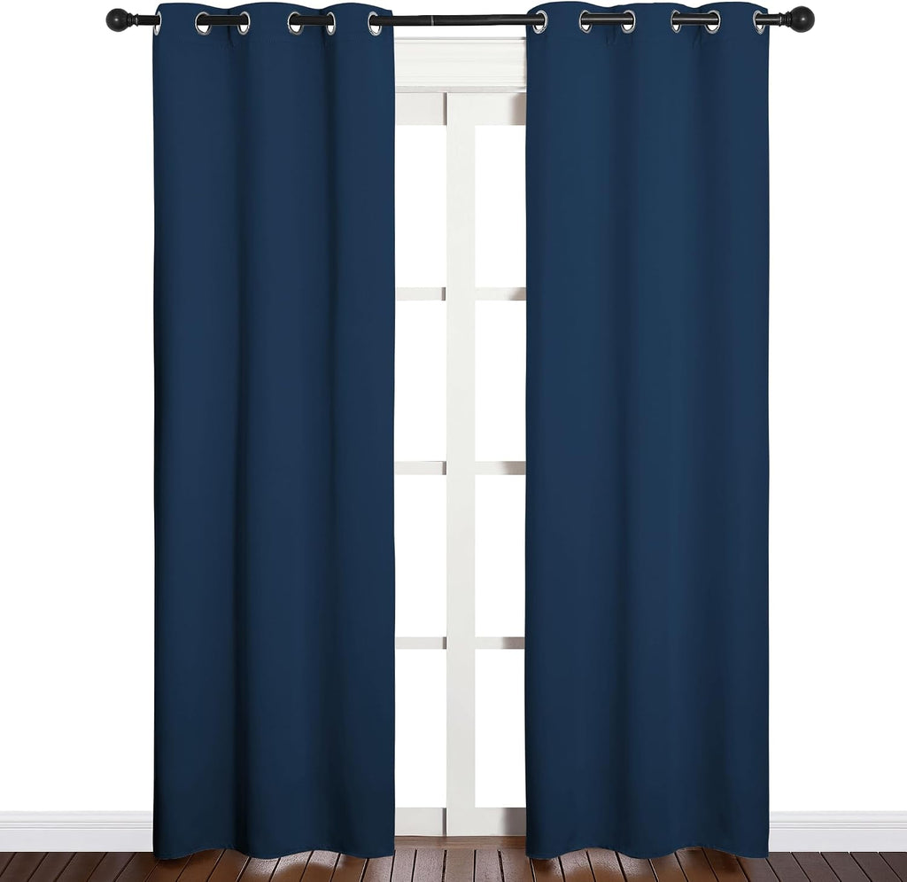 NICETOWN Window Curtain Panels, Thermal Insulated Solid Grommet Blackout Draperies/Drapes for Basement (Moroccan Blue, 1 Pair, 34 by…