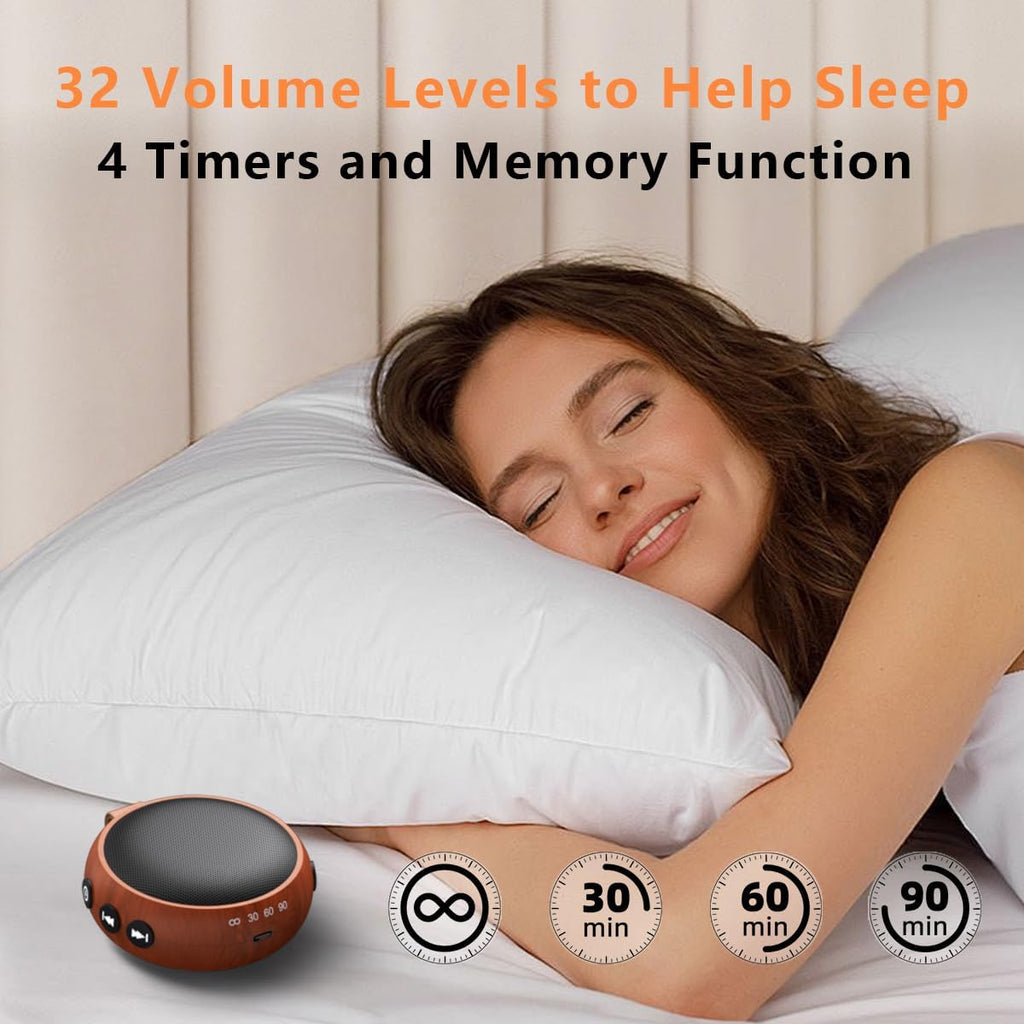 SoundMe Mini White Noise Machine Sound Machine Portable with 32 Volume Levels 30 Soothing Sounds Sleep Soother Rechargeable Travel Sound Th…