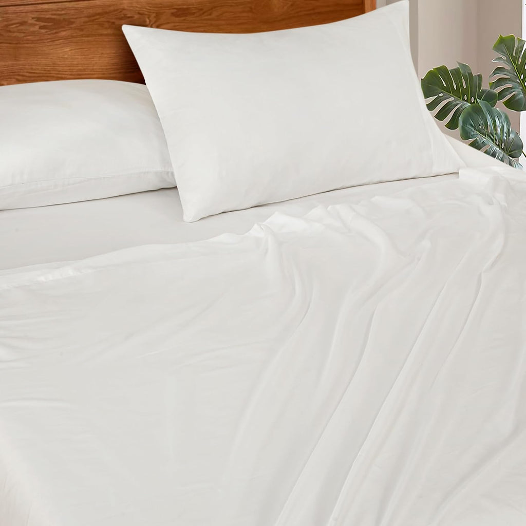 Royalelinens ROYALE LINENS 300 Thread Count Cotton Sateen Sheet Set - 4 Piece Twin XL Bed Sheets - 1 Fitted, 1 Flat & 2 Pillow Cases - Soft…