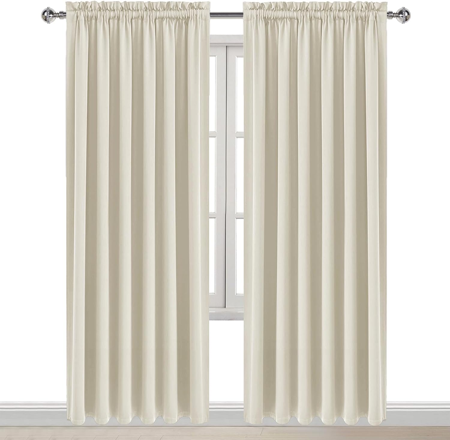 DWCN Blackout Curtains for Living Room Thermal Insulated, Energy Saving & Noise Reducing Bedroom Curtains, Light Beige, W 70x L 84 Inch…