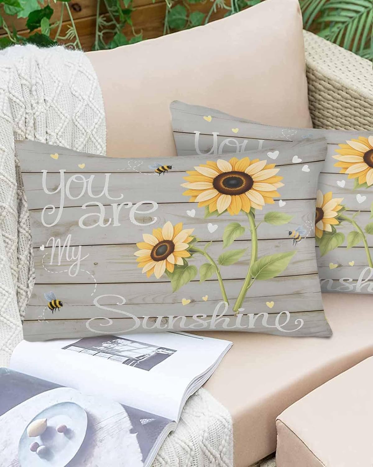 Rgaienmelw You Are My Sunshine Throw Pillow Covers Standard Size 20x26 Inches, Rectangle Decorative Pillowcase with Zipper, Yellow Sun…