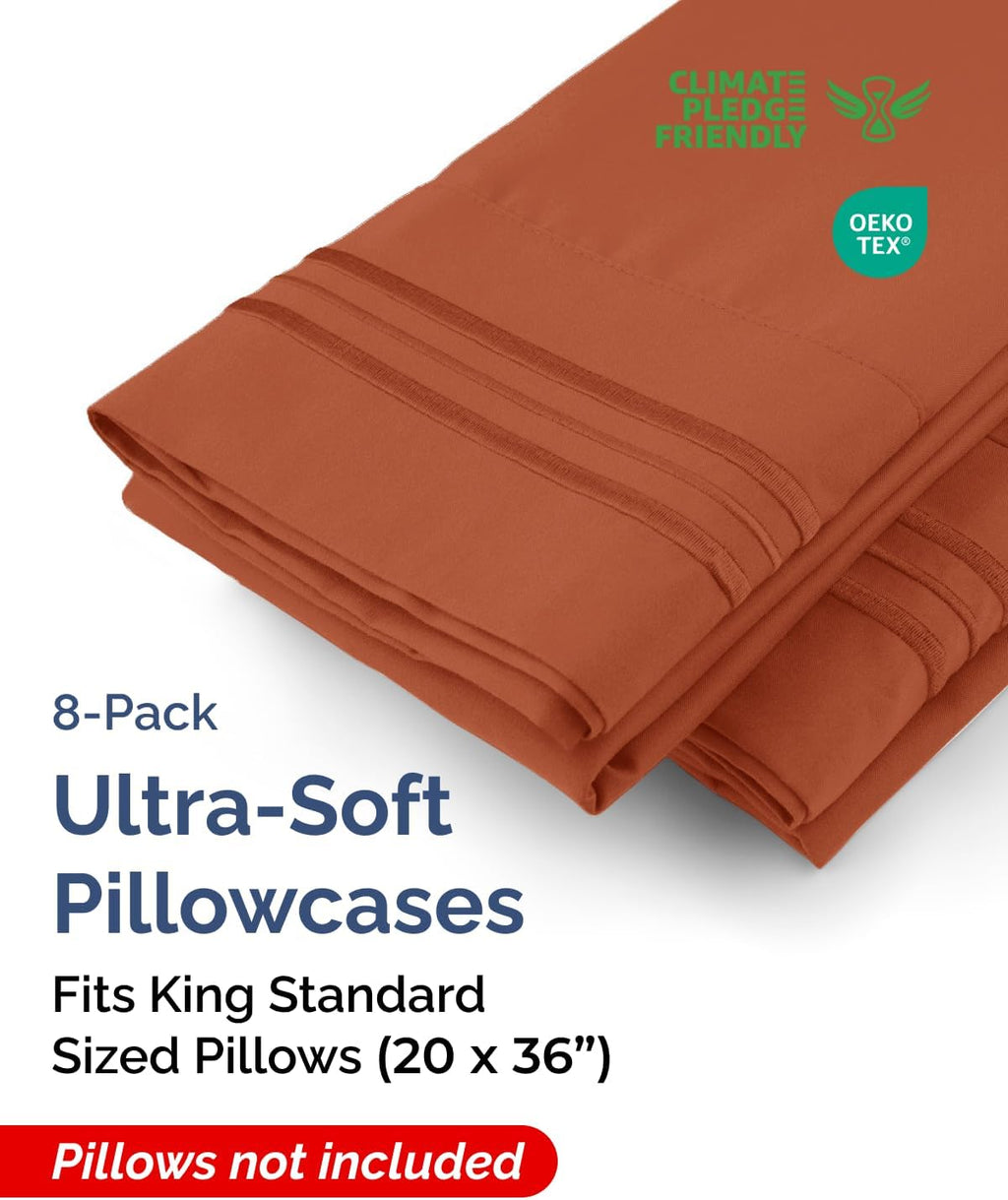 King Standard Pillow Cases Set of 8 - Ultra Soft Hotel Quality Pillowcase Covers - Comfy & Wrinkle Free - Shrink & Fade Resistant…