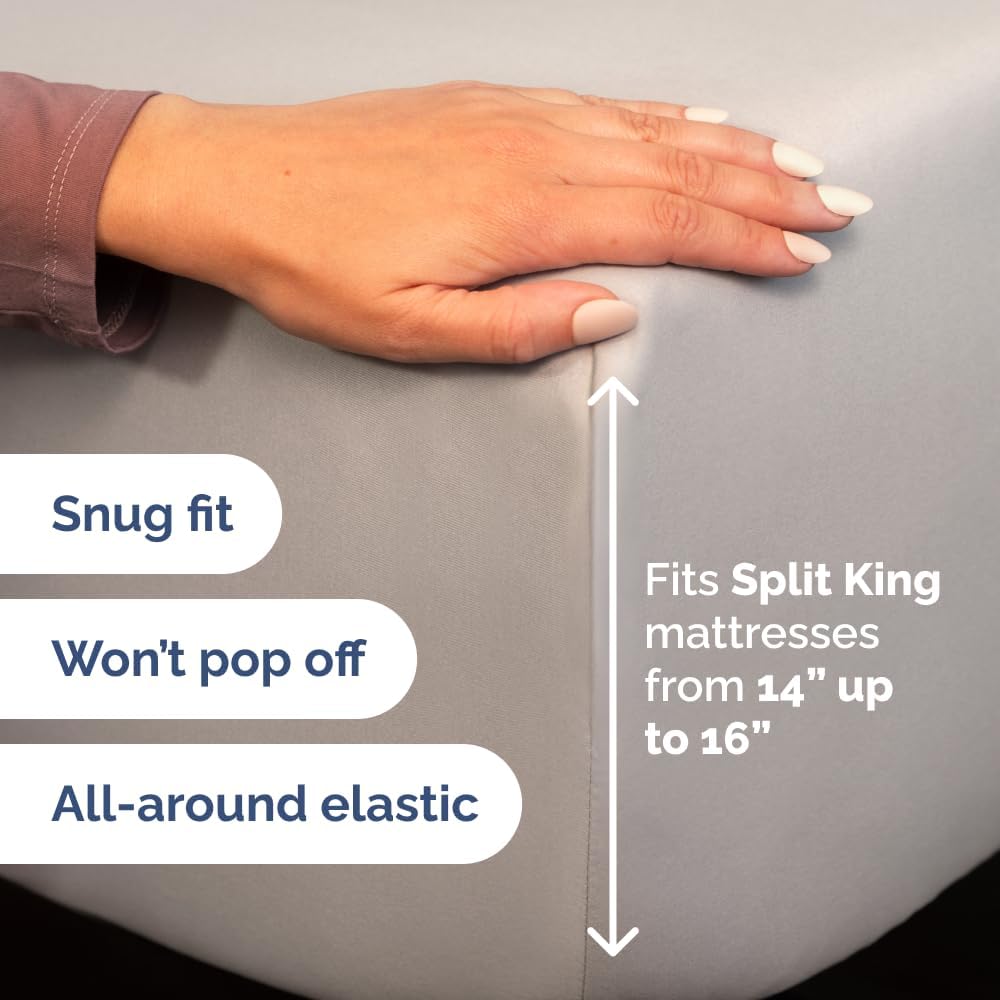 Flex Top Split Head King 4 Piece Sheet Set - Ultra-Soft, Breathable & Cooling Bed Sheets Set - Hotel Luxury Bedding for Women & Men with…
