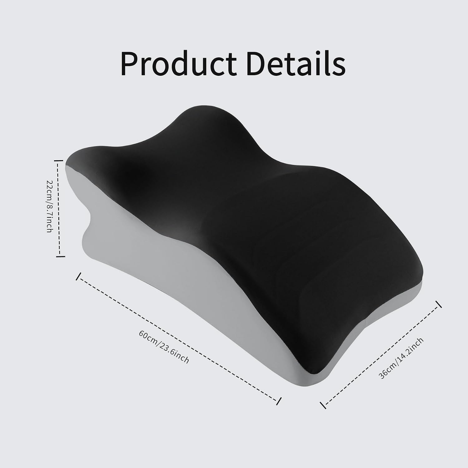 YouBath Reading Prone, Ergonomic Back Support Pillow for Bed Sitting Up Prone Pillow Face Down Sleep, Resting, Relaxing Back, Black Black