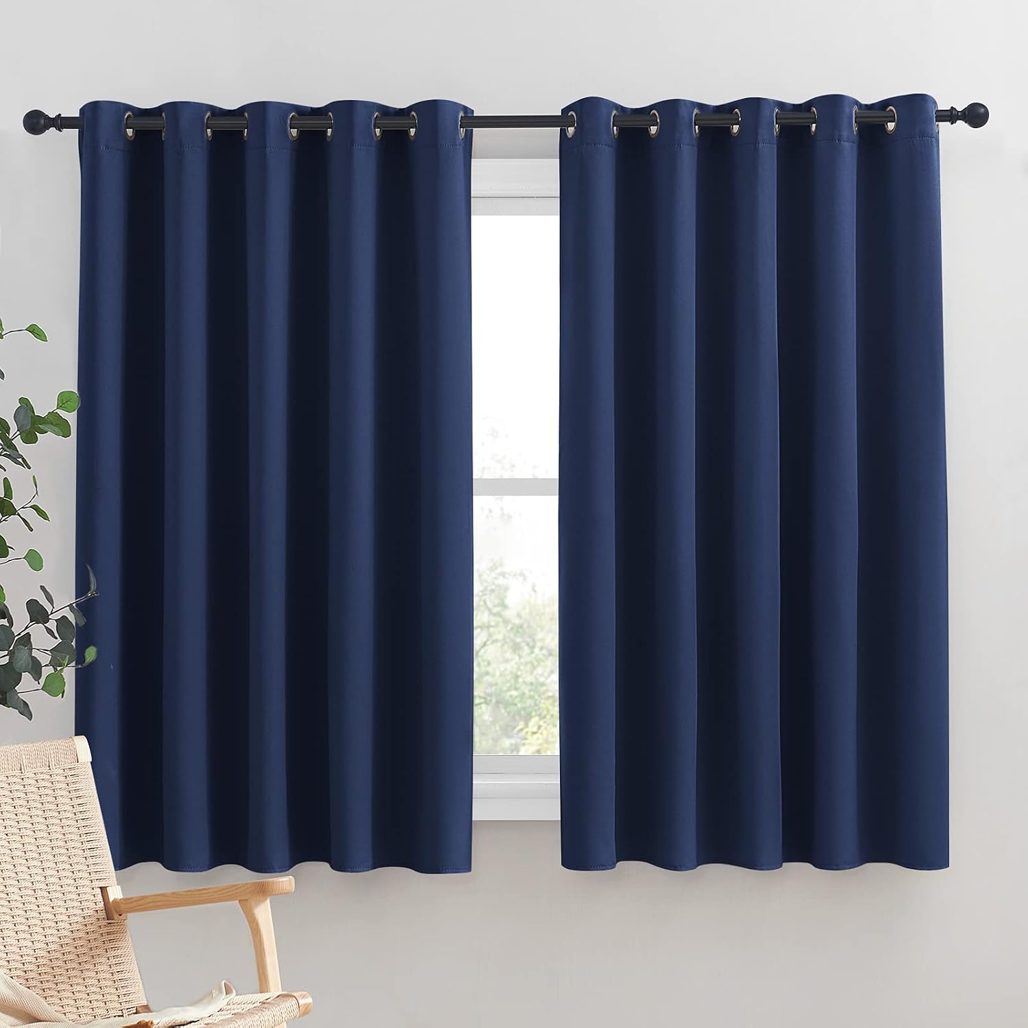 NICETOWN Blackout Draperies Curtains, All Season Thermal Insulated Solid Grommet Top Blackout Curtains/Drapes for Kid's Room (Navy, 1…
