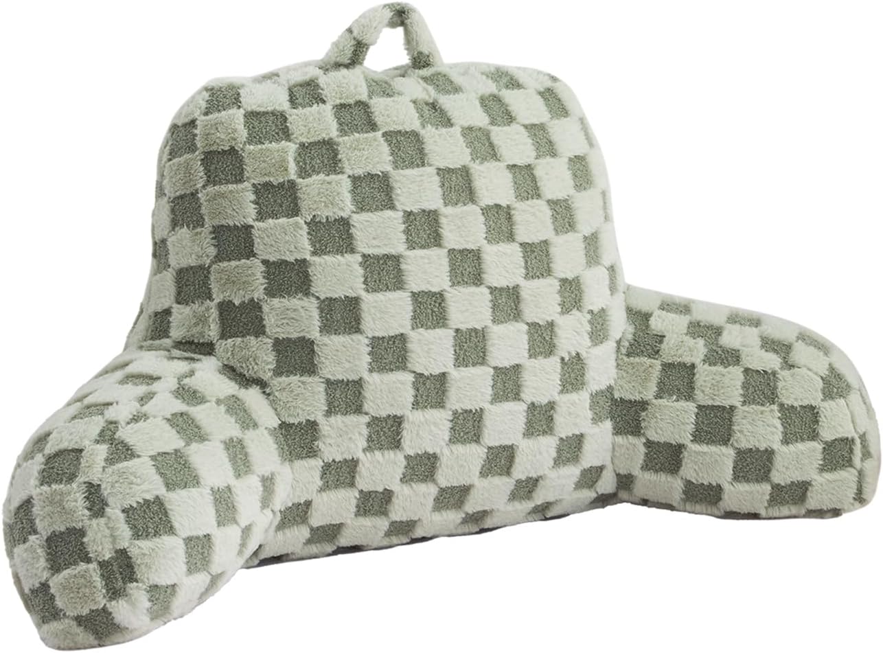 Aimuan Reading Pillow Checkered Bed Rest Wedge Backrest Checkerboard Pillow with Arms Back Support for Sitting Up in Bed Cushion Incline…
