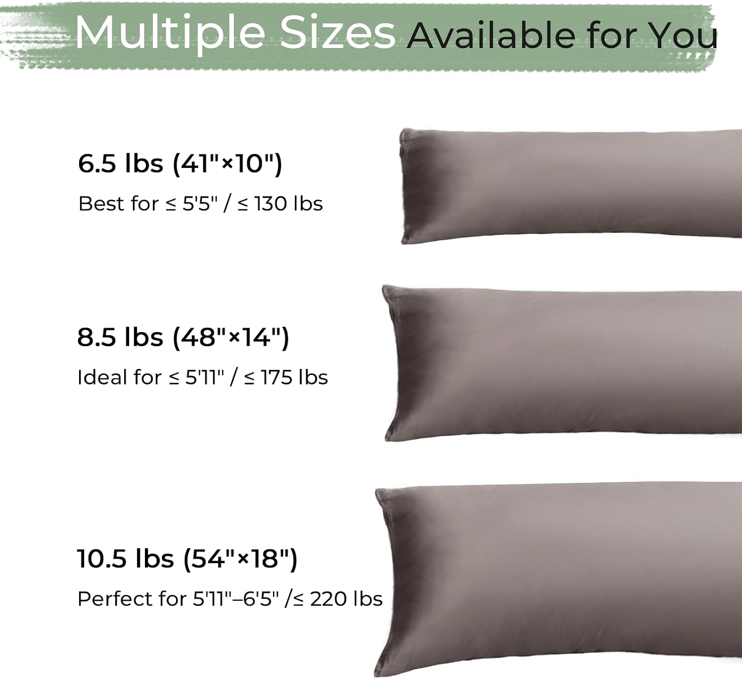 Zonli Cooling Weighted Body Pillow with Bamboo Cover(54" x 18") 10.5lbs, Quilted Glass Beads Body Pillows for Adults Weighted Pillow for De…