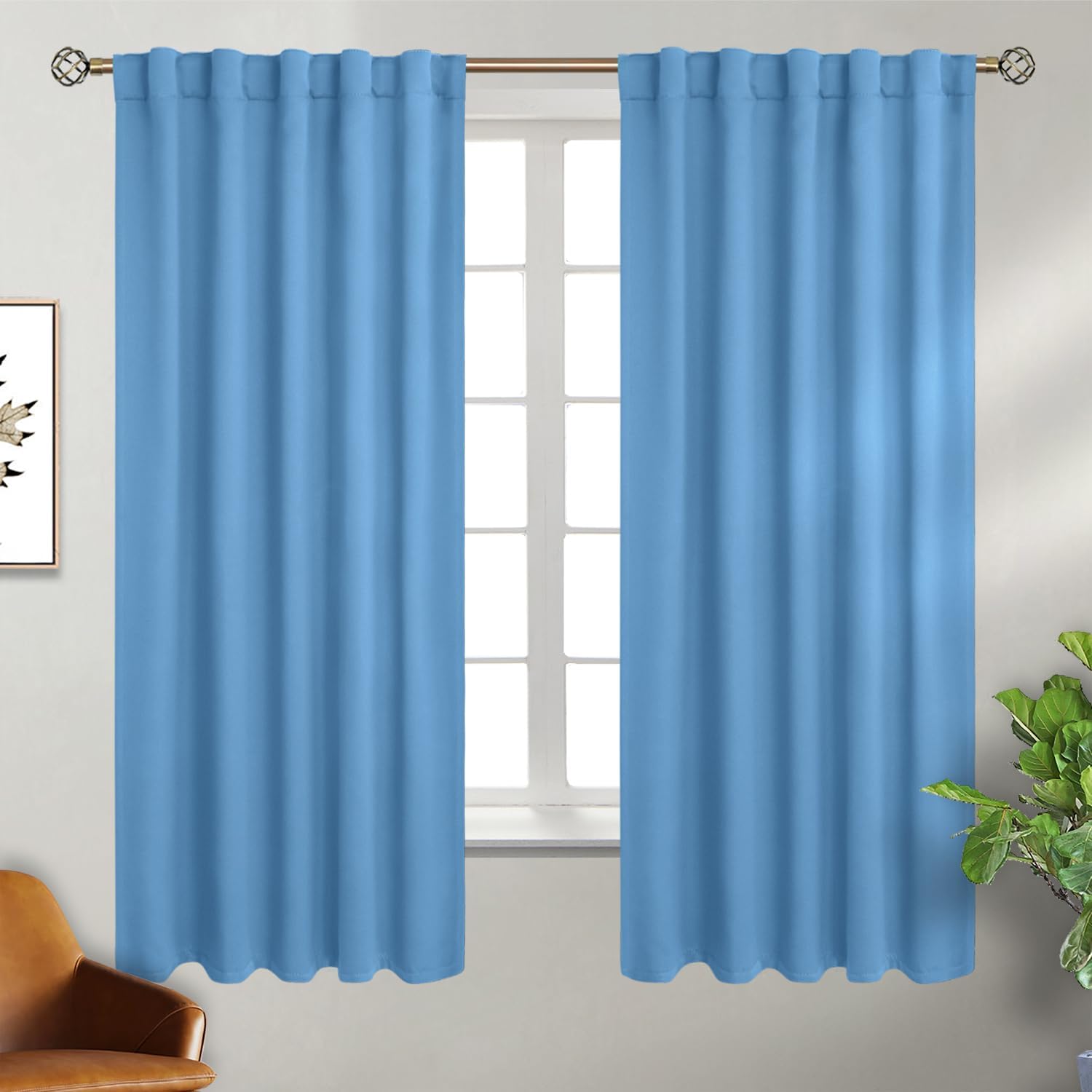 BGment Rod Pocket and Back Tab Curtains for Bedroom - Thermal Insulated Room Darkening Curtains for Living Room, 2 Window Curtain Panels (4…