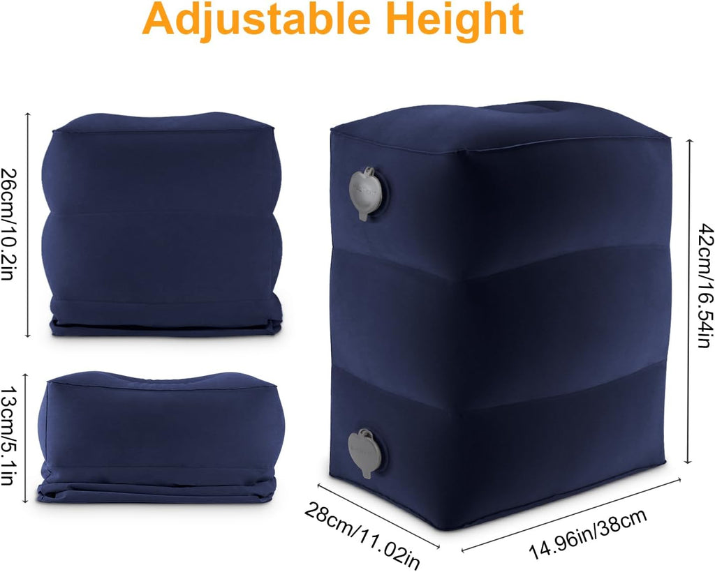 Inflatable Travel Foot Rest Pillow, Kids Airplane Bed, Adjustable Height Leg Pillow for Air Travel, Make a Flat Bed for Toddlers, Great…