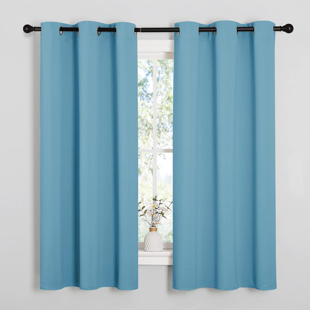 NICETOWN Blackout Draperies Curtains for Kids Room, Window Treatment Thermal Insulated Grommet Blackout Drape Panels for Bedroom (Teal…