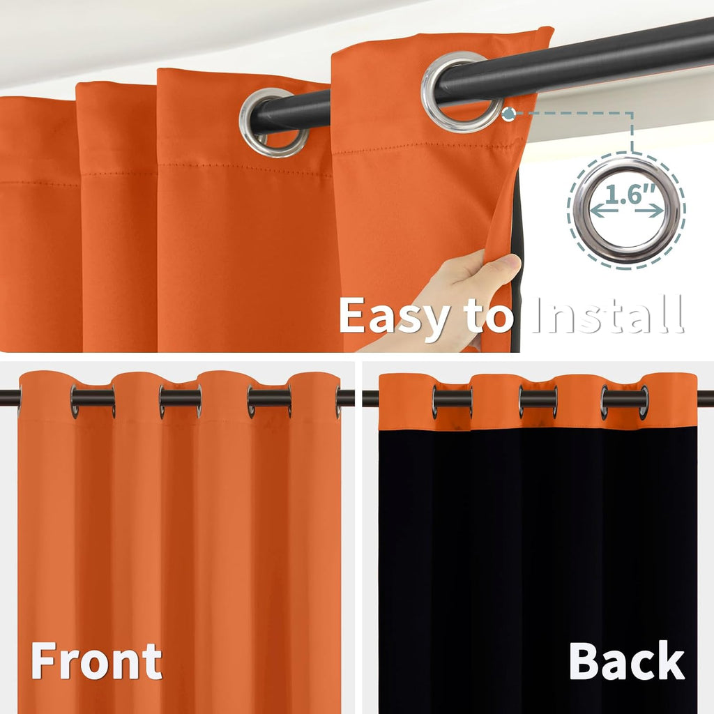 BGment Thermal Insulated 100% Blackout Curtains 63 Inch Length 2 Panels, Total Light Blocking Curtains for Bedroom, Grommet Window Drapes w…