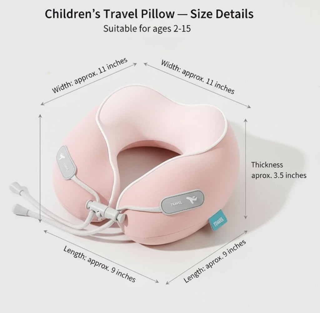 Kids Travel Pillow - Memory Foam Soft Airplane Neck Pillow for Head Neck Support, Compact Design with Hard Case, for Airplane, Car, Home…
