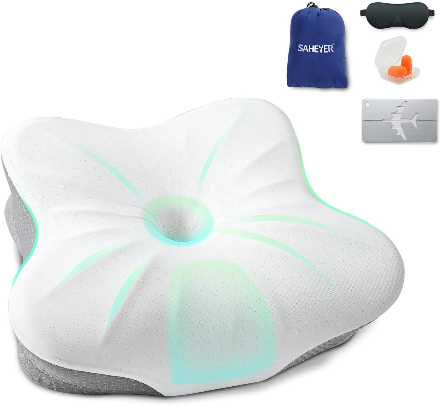 SAHEYER Memory Foam Camping Pillow, Travel Pillows for Sleeping, Cervical Neck Support Camping Gear Accessories - Small Pillow Travel…