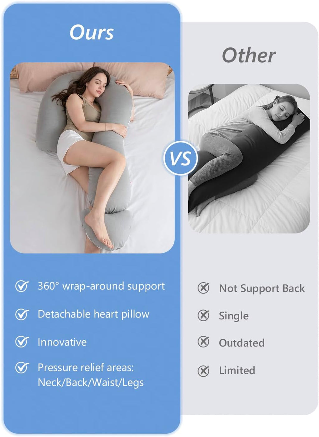 Meiz Question Mark Body Pillow for Adults & Couples - Silky Soft Cover, Cooling Full Body Support for Side Sleepers, Back & Pregnancy, with…