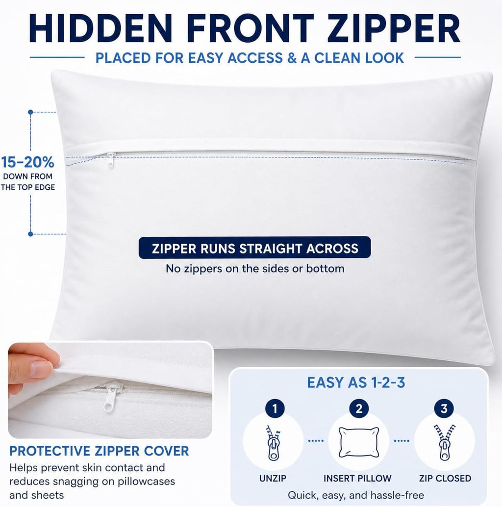 4 Pack Waterproof Pillow Protectors PEVA Zippered Standard Queen 20x30 Covers Dependable Industries