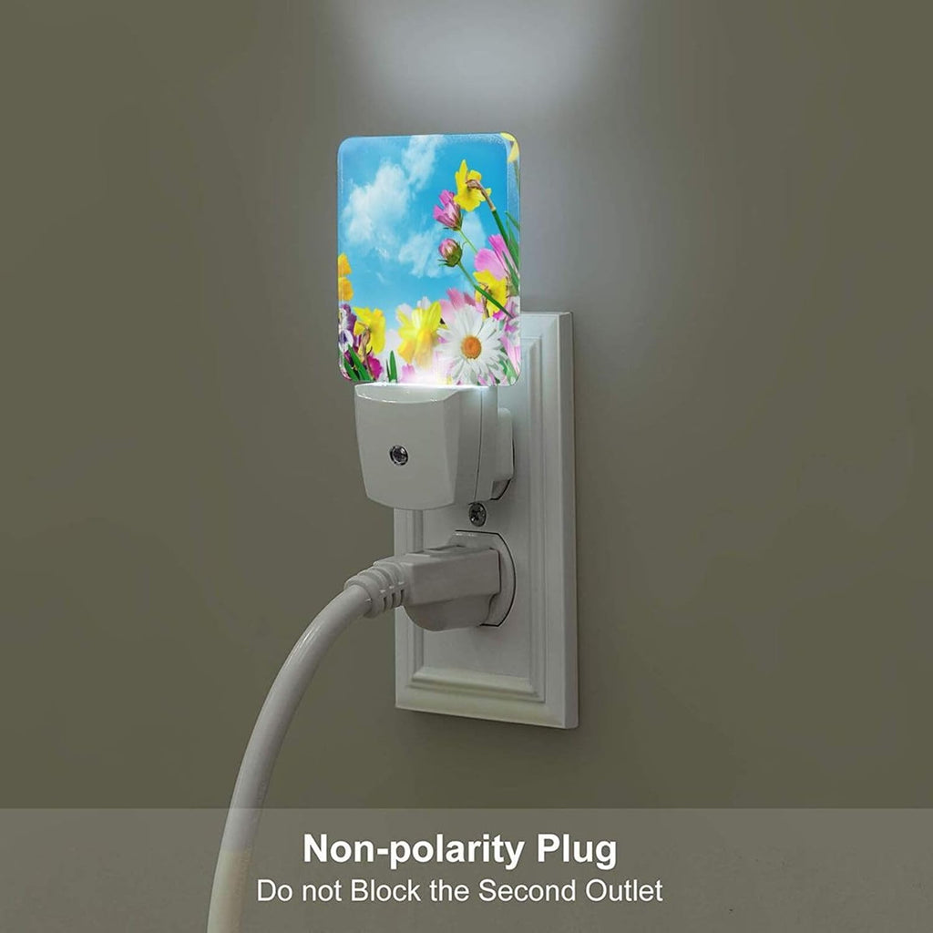 Yellow Petunias and White Sunflower Night Light, Plug-in Nightlights Auto Sensor Night Lamp Dusk-to-Dawn Lamp Home Decor for Nursery…