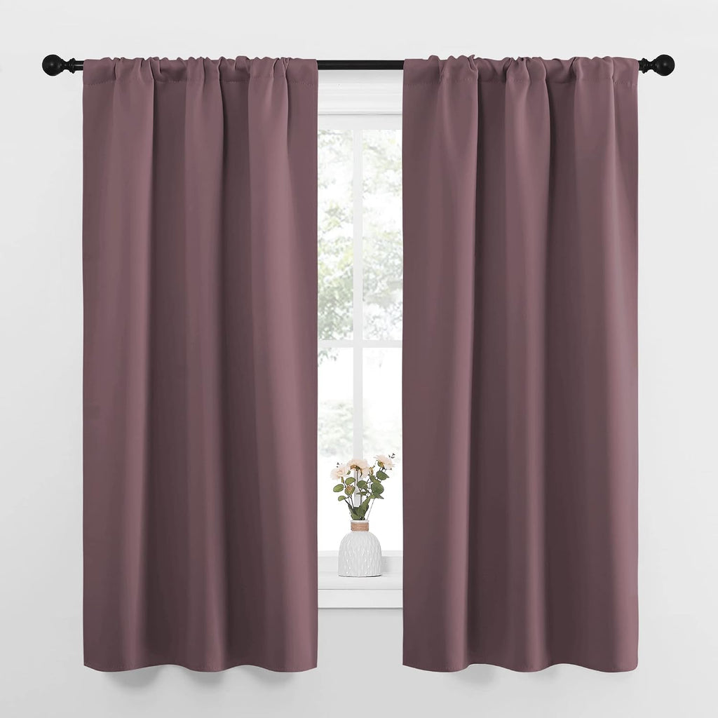 NICETOWN Bedroom Curtains for Kids Room, Window Treatment Thermal Insulated Solid Room Darkening Drape Panels for Girls Room (Dry Rose…