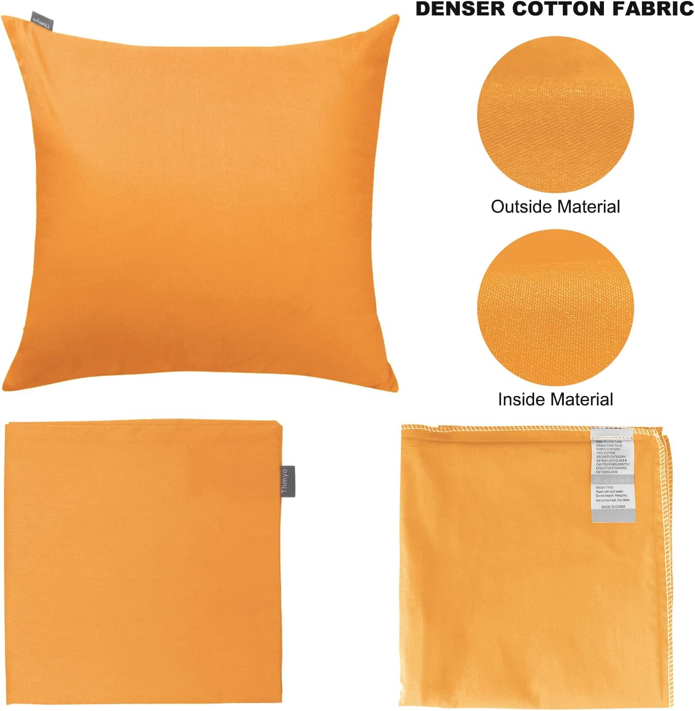 Thmyo 4-Pack 100% Cotton Comfortable Solid Decorative Throw Pillow Case Square Cushion Cover Pillowcase Sublimation Blank Pillow Covers Hal…