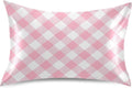Plaid Squares Pillow Covers Silk Pillowcase for Hair and Skin Soft Smooth Breathable Cooling Satin Pillowcase King Size Pillow Case for…