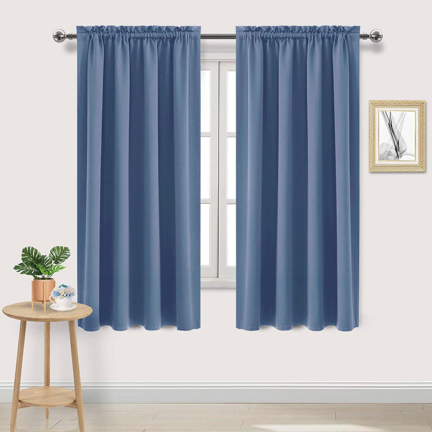 DWCN Blackout Curtains – Thermal Insulated, Energy Saving & Noise Reducing Bedroom and Living Room Curtains, Dusty Blue, W 52x L 63 Inch…
