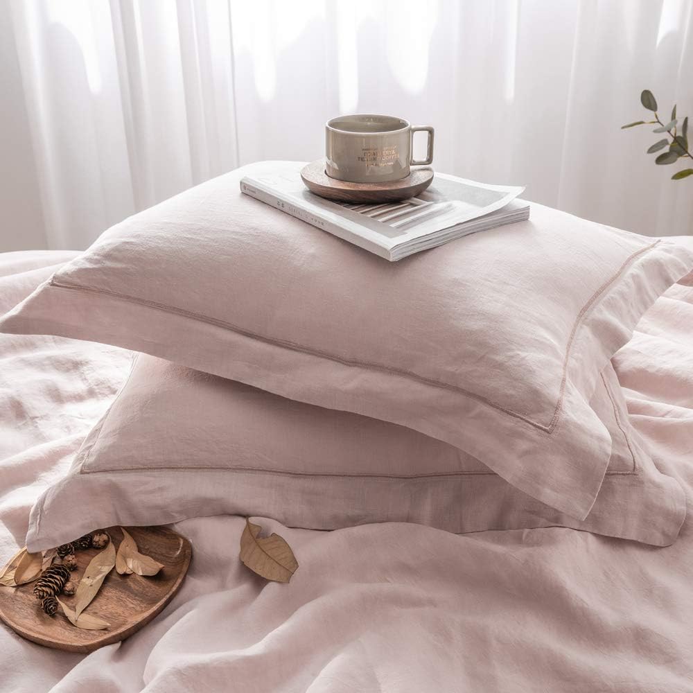Simple&Opulence 100% Washed Linen Duvet Cover with Embroidered, 3 Pieces Soft Farmhouse Comforter Set with Button Closure,1…