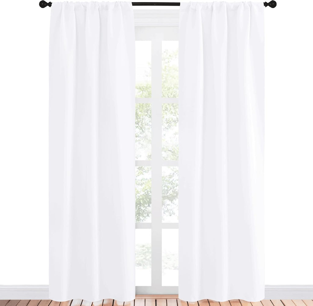 NICETOWN White Bedroom Curtain Panels - Multi-Function Noise Reducing Performance Window Treatment Thermal Insulated Rod Pocket Room…